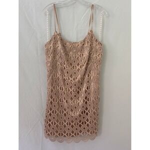 Lilly Pulitzer Dress Size 6 Tan Beige Gold Crochet‎ Lace Sleeveless Mini